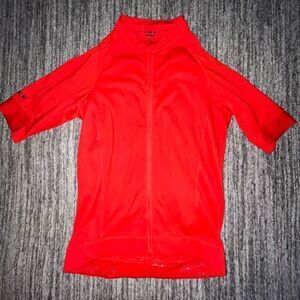 Trek Adult Unisex Size Small Spandex‎ Short Sleeve Cycling Shirt Red Zip Up